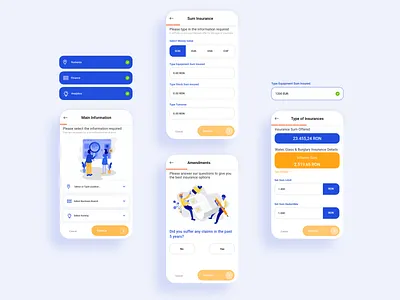 Insurance app design adobexd app design app design icon ui web ios guide blue button clean design design app field insurance insuranceapp numbers orange simple ui ux whitespace