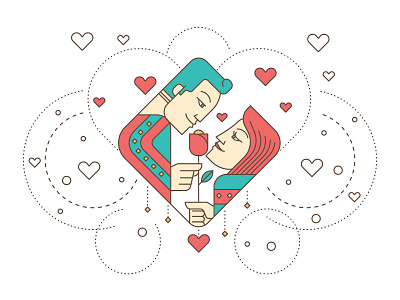 a couple couple design illustration line love man valentine vector vectorart woman