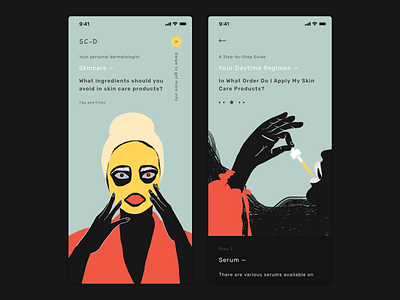 SC-D Your personal dermatologist app clean design illustrator ios minimal mobile skin skincare ui ui design ux walkthrough