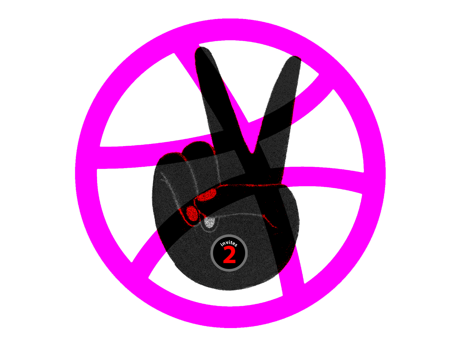 2 Dribbble invites 2d animation frame by frame gif giveaway hand invite invite giveaway peace two