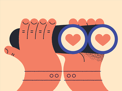 Rediscover your purpose binoculars flat hands heart illustration search texture