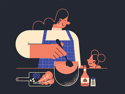 Cooking together cooking dinner family flat food geometric illustration texture together vegetables