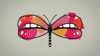 Fly mouth you've got there branding butterfly design digital art double meaning dragonfly flat icon illustration insect logo minimal mouth style technique vector wit