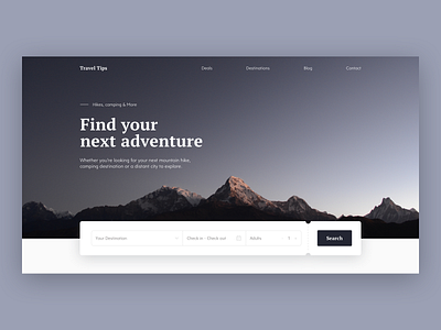 Travel Homepage Website design photography sketch travel web travel website ui ui design ui designer ux website website design