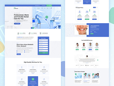 Medenin – Medical and Health Website clinic dental dental care dentist doctor homepage homescreen medical medical website design medicine web web design website website concept