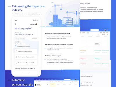 Feature Page for an inspection company app branding design illustration landing page landing page design landing page ui typography ui ui design ux web webdesign website design