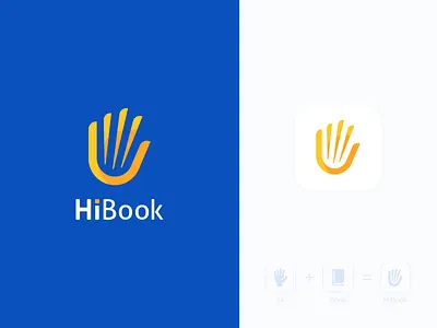 Logo : Hi Book app applogo blue blue and white book design dribbble flat follow graphic hand icon logo logo design logotype simple symbol yellow
