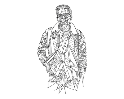 The Average Joe abstact art artist design etching glasses haching illustration konstantin kostenko man simple guy simple guy smile vector