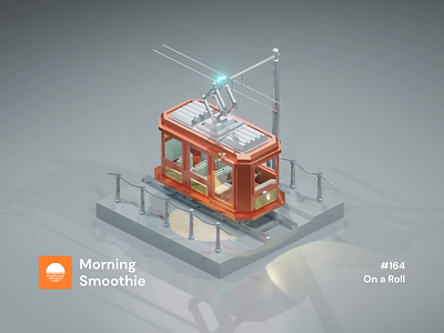 On a roll! 3d 3d animation 3d art animated animation blender blender3d diorama illustration isometric isometric design isometric illustration low poly minimalist tram trolley