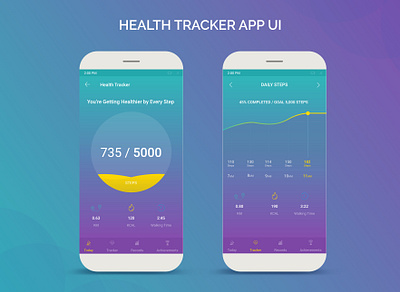 health tracker app ui app branding counters creative design health health app healthy steps tracker ui ux