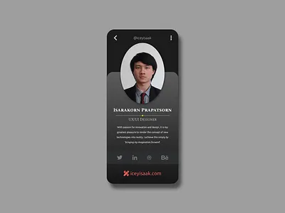 DailyUI#006 User Profile business card dailyui dark mode dark theme mobile ui namecard professional design profile ui uidesign uiux user user profile ux uxdesign