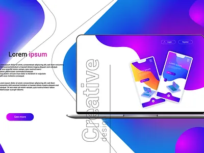 Template for landing page, website or banner on the topic App De abstract advertising app application background banner business coding concept design development digital e commerce flat flyer graphic homepage illustration interface internet