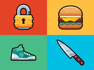 Items 5 art burger chefs colorful colors eat food hamburger icon icons knife lock locked padlock shoe shot sneaker sneakers
