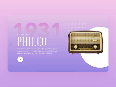 Minimal Landing page Interaction UI/UX app download gradient history landing design landing page design landingpage page radio radio history timeline ux website