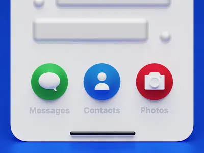 iOS Interface Buttons 3d 3d model 3d modeling blender contact geometic illustration interface ios iphone message mobile mobile ui model photos product design render screen ui ux