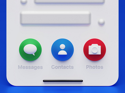 iOS Interface Buttons 3d 3d model 3d modeling blender contact geometic illustration interface ios iphone message mobile mobile ui model photos product design render screen ui ux
