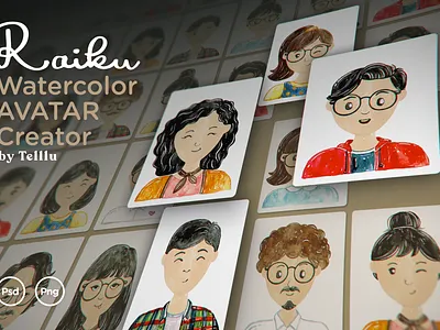 Raiku - Watercolor Avatar Creator about us avatar character handmade identity illustration portrait team valentine watercolor wedding