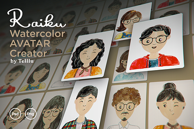 Raiku - Watercolor Avatar Creator about us avatar character handmade identity illustration portrait team valentine watercolor wedding