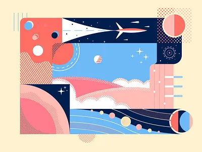 Geometric Space art color design geometric halftone illustration outer planet space stars texture