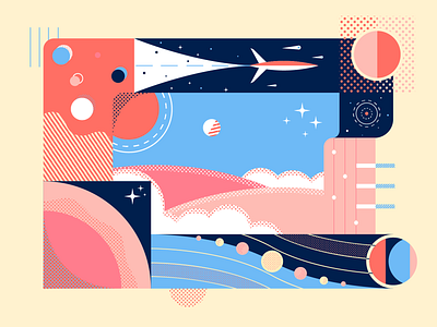 Geometric Space art color design geometric halftone illustration outer planet space stars texture