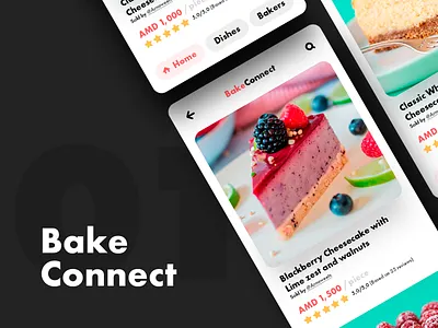 Bake Connect app cake colorful design graphic noise shadow shopping app uiux