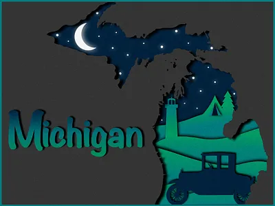 State of Michigan design grain illustration illustrator michigan michigan state night texture ui