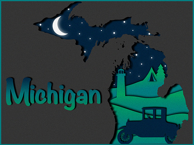 State of Michigan design grain illustration illustrator michigan michigan state night texture ui