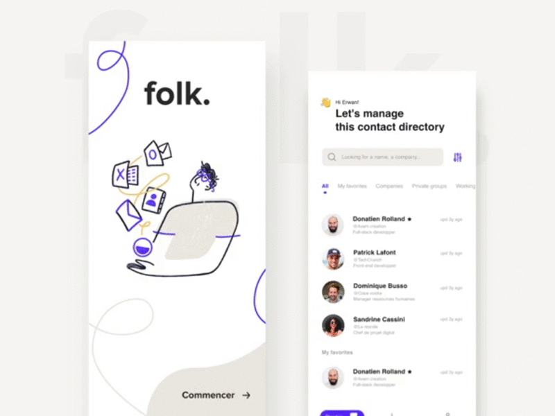 Saas directory #2 - Folk card cards crm crm portal crm software dashboad management app project project365 saas saas app saas design social task task list task management todo uidesign uiux