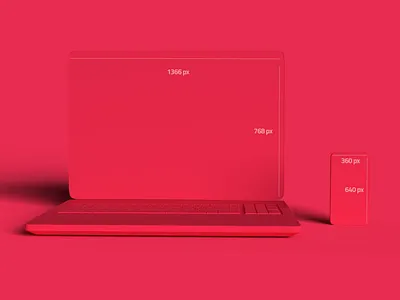 Resolution 3d app clay design mobile mockup red site ui