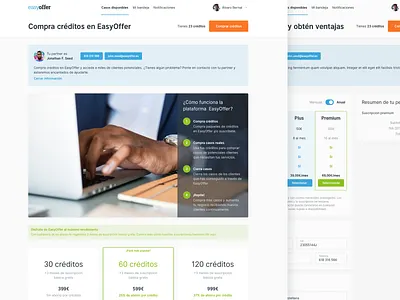 EasyOffer, buy credits banner button coins credits easyoffer landing law laws lawyer lawyers price table product design summary ticket ui ux web web design widgets