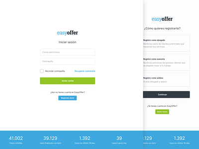 EasyOffer, login & register captcha easyoffer law laws lawyer lawyers log in login product design register sig in signin sketch ui ux web web design
