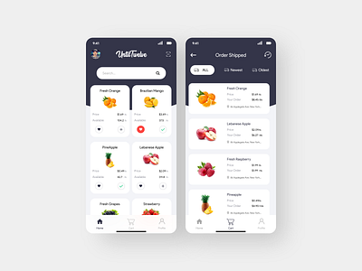 Order Fruit App adobe adobexd app clean colors delivery design fruit mango new orange order shipping shot strawberry tracking ui uiux ux white