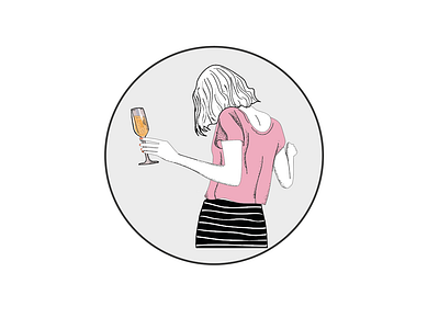 time to drink champagne art champagne design girl illustration