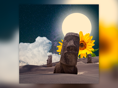 Collage #4 adobe photoshop circles cloud design graphic design photoshop sand sky statue sun sunflower surreal surreal art surrealism surrealist