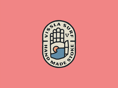 Wavehand Badge badge branding illustration lockup simple design sun surf vissla water wave