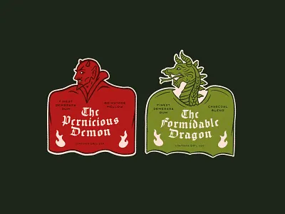 Rum Labels demon devil dragon illustration label liquor rum