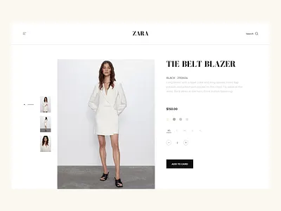 ZARA - Product Page Minimalist Concept. adobe xd ecommerce design modern product card product page ui design
