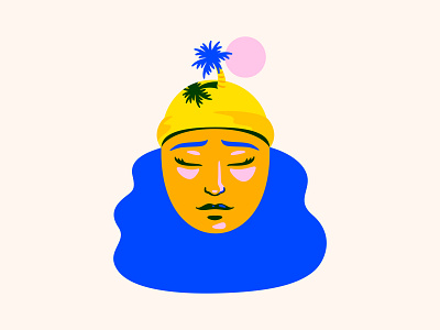 Hawaii on the Brain face hawaii illustration island land nature ocean palm palm tree sand sea sun tree water woman