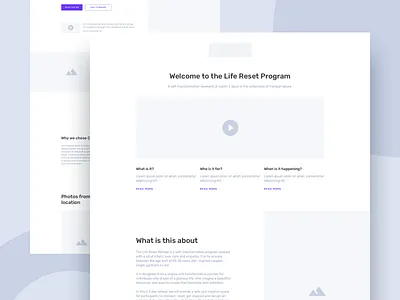 Wireframe for a retreat program design illustration india landing minimal ux wireframe