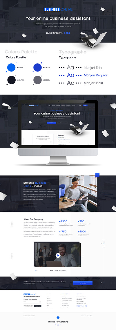 Business Website Design _ Desktop blue blue and white business business logo business site business site design desctop design interface landing minimalism trend trend 2020 trend design ui design ux design webdesign webdesign site website
