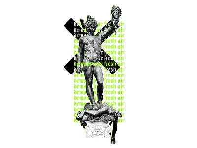 Demons Hate Fresh Air art history collage design illustration medua statue statues type