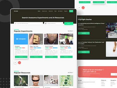 Airlabs - Sharing Experiments Website ai app clean dailyui experiments resources ui uidesign