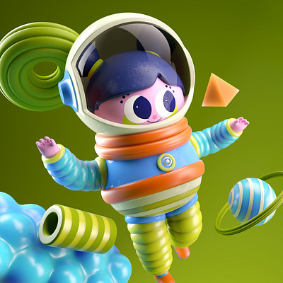 ASTRONAUTA 3d astronaut c4d character girl illustration octane persona render