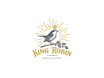 Robin logo bird branch classic coffee crown freedom illustraion logo mark robin royal simple