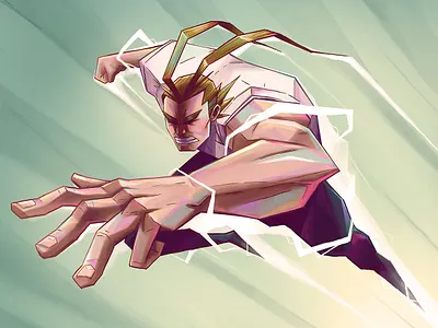 All might 2d 2d art all might andres anime art art direction illustration manga mha moncayo my hero academia plus ultra smash