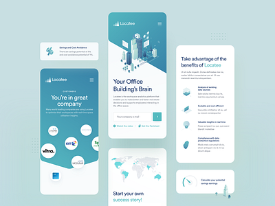 Locatee - Mobile pages app application chart clean dashboard graph icons landing manager map mobile office page platform product responsive ui ux website widelab