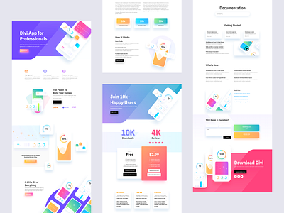 Mobile App Template Design for Divi divi finance analytics finance app fintech gradient illustration ios landing page layout mobile app mobile app design mobile app experience mobile app ui mobile application mobile apps mobile ui template typography website wordpress