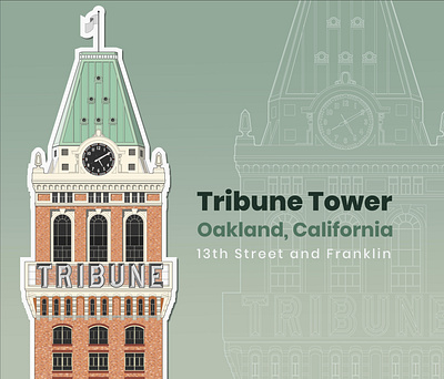 Oakland Tribune Building, Sticker Design architecture building oakland sticker design tower tribune building tribune tower vector vector illustrator