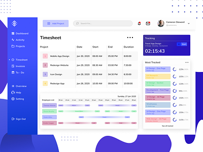 Time Tracker - Web App Exploration app design flat illustration minimal timetracker timetracking ui uidesign ux uxdesign vector website