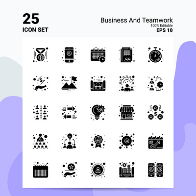 Business and Teamwork Solid Icon set business glyph icon set solid teamwork